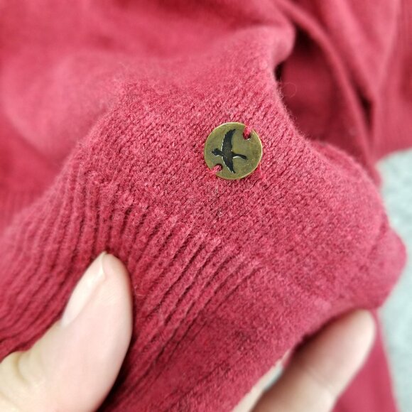 Eddie Bauer Sweater Womens Small Cranberry Red Knit V Neck Pullover - Picture 7 of 9